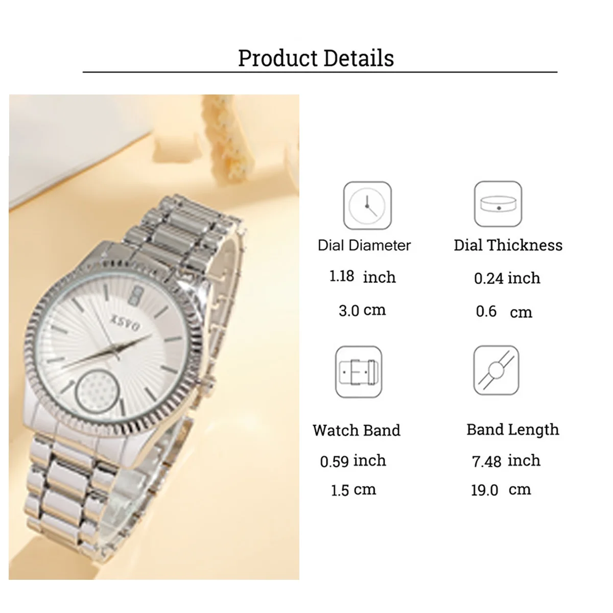 ساعة كوارتز نسائية عصرية وخفيفة الوزن ذات قرص دائري مصنوعة من خليط معدني مكونة من 4 قطع، مناسبة لعيد الميلاد وعيد الشكر #5