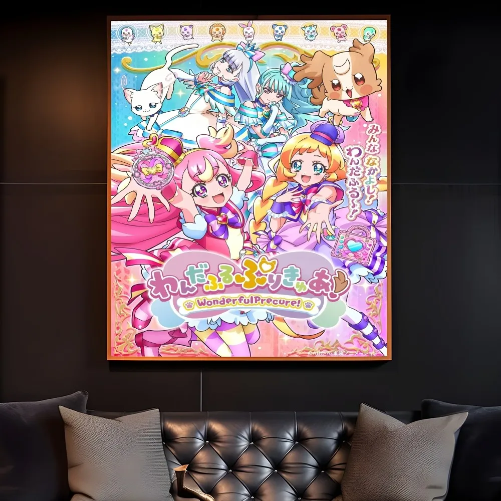 Smile P-Precure لطيف أنيمي المشارك لزجة جدار الفن الطباعة مقاوم للماء غرفة المعيشة المنزلي غرفة نوم بار المدخل ديكور جمالي