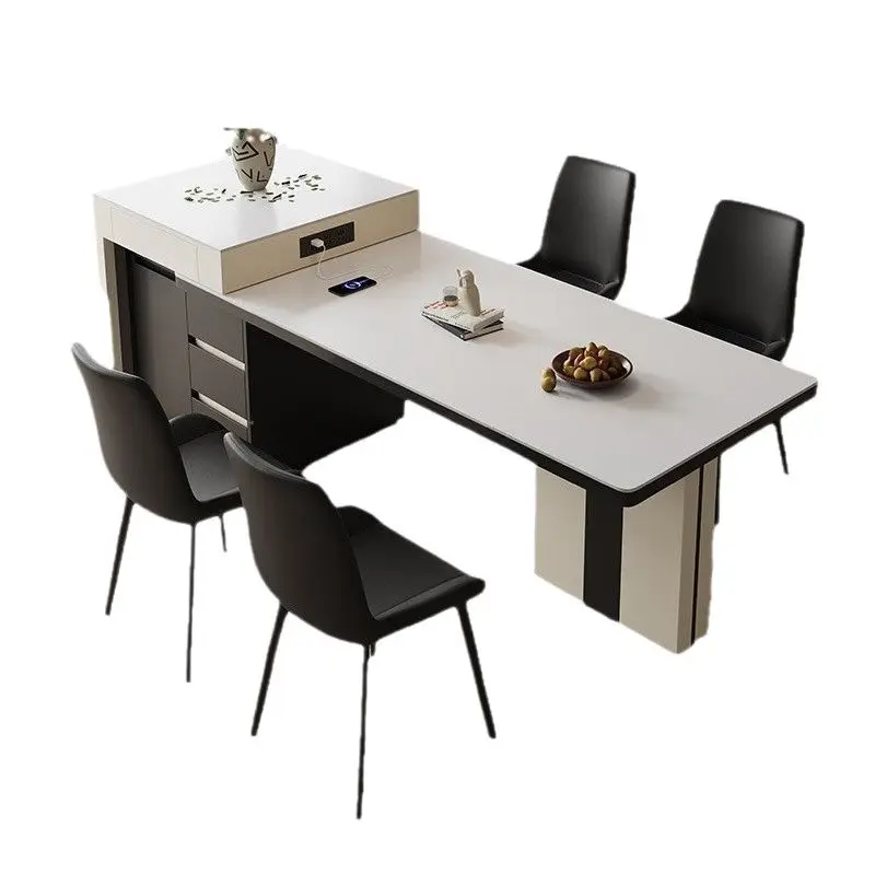 

Telescopic island dining table Household small apartment Modern foldable multi-functional rock slab