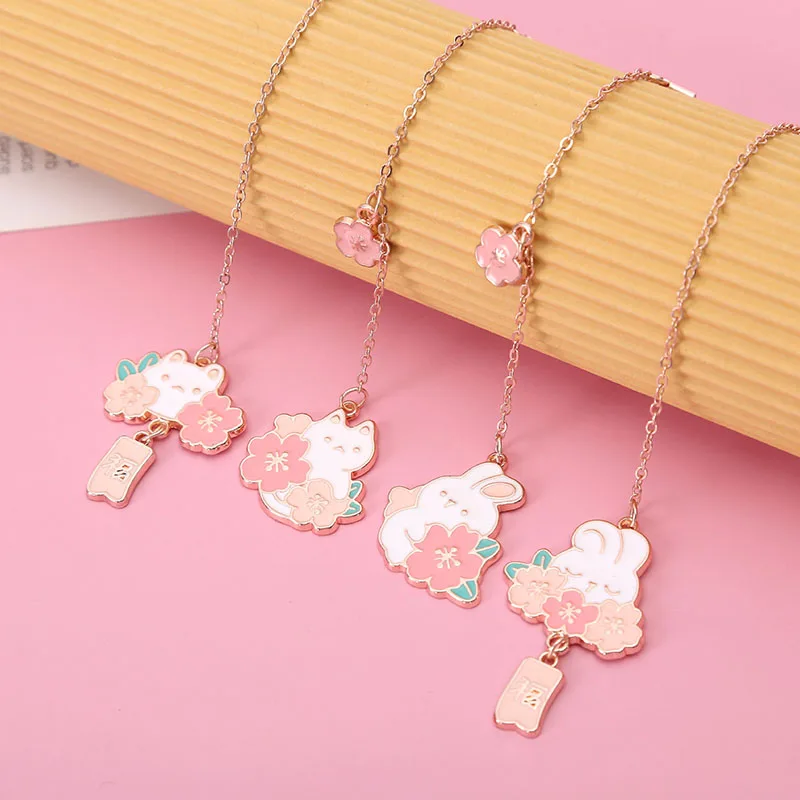 Student Stationery Metal Bookmark Exquisite Cute Rabbit Children's Textbook Book Clip Cartoon Flower Stationery Ggifts YHLQ145