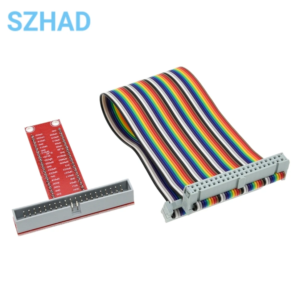 لوح توسيع GPIO متوافق مع Raspberry Pi B+ مع كابل شريط 40 دبوسًا للوحة التطوير