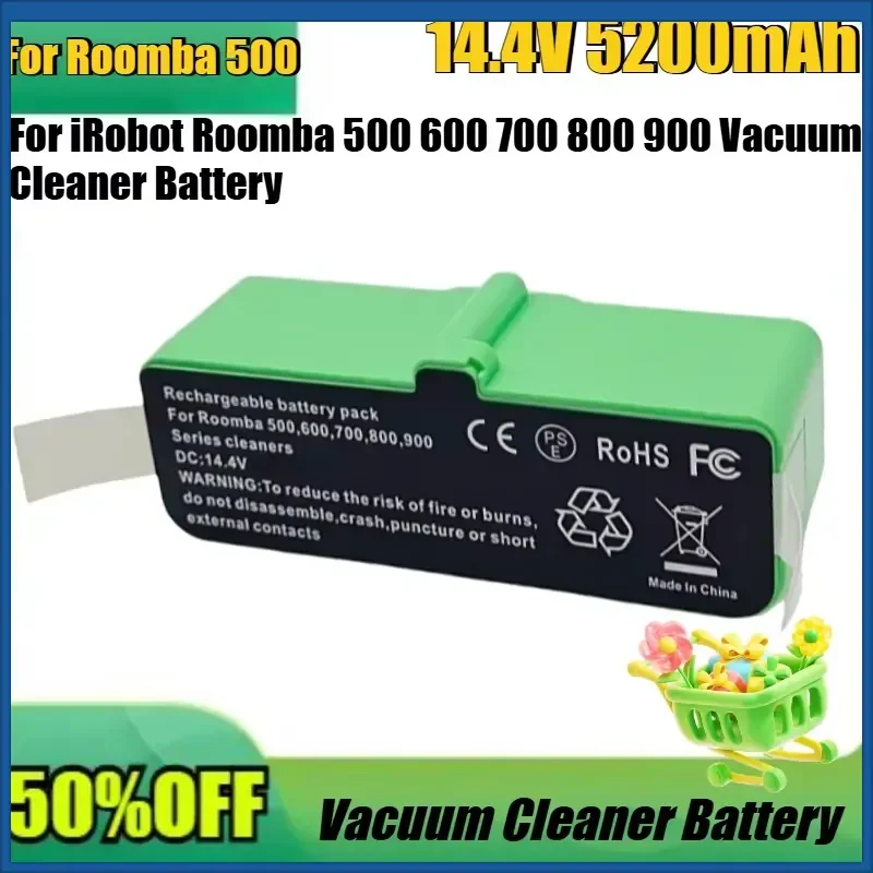 

For Roomba Battery 14.4V 5200mAh Rechargeable Battery For iRobot Roomba 500 600 700 800 900 Vacuum Cleaner Battery