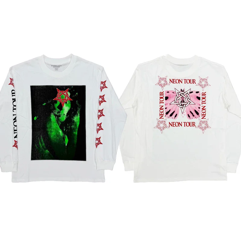 High New Men Playboi Carti Neon Tour Longsleeve T Shirts T-Shirt Hip Hop Skateboard Street Cotton T-Shirts Tee Top #127