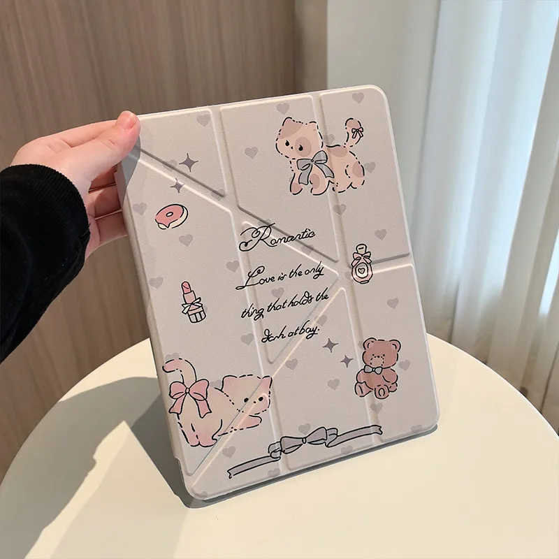 Cute Cat Love Bow Bear Stars Sweet Girl For iPad Pro Air 13'' 11'' M5 M4 M3 M2 2 1 11th A16 12.9
