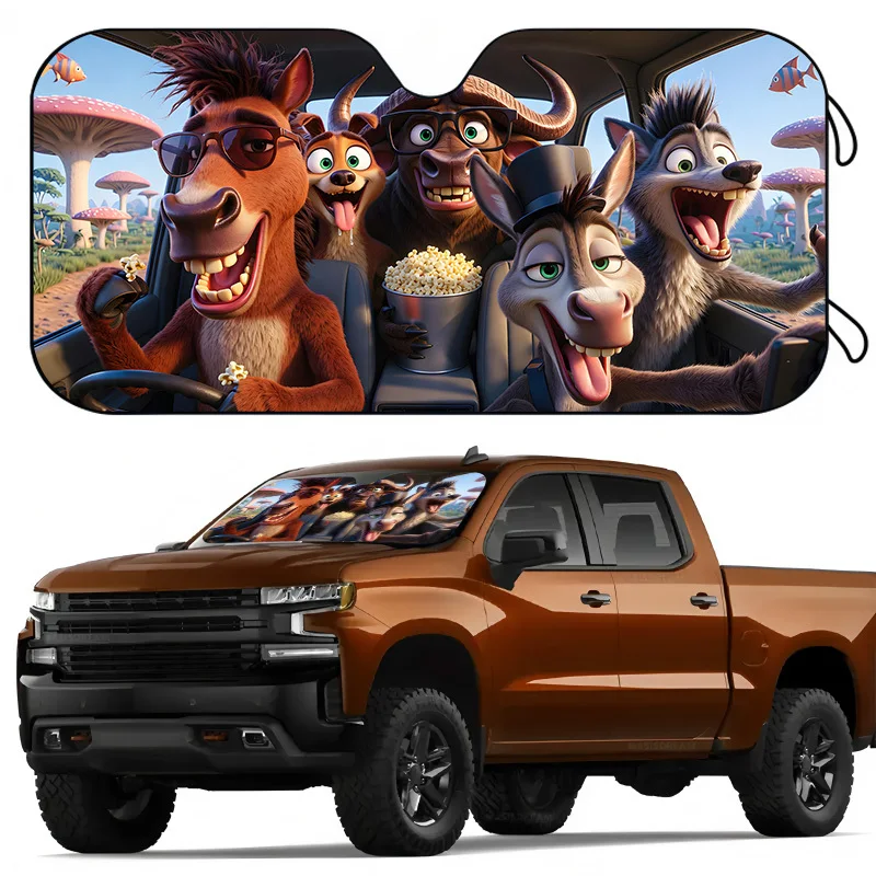 1Pcs Sun Shade For Car Windshield, Playful Design, Easy Installation, Suitable For Rvs And Suvs, With 4 Free Suction Cups.