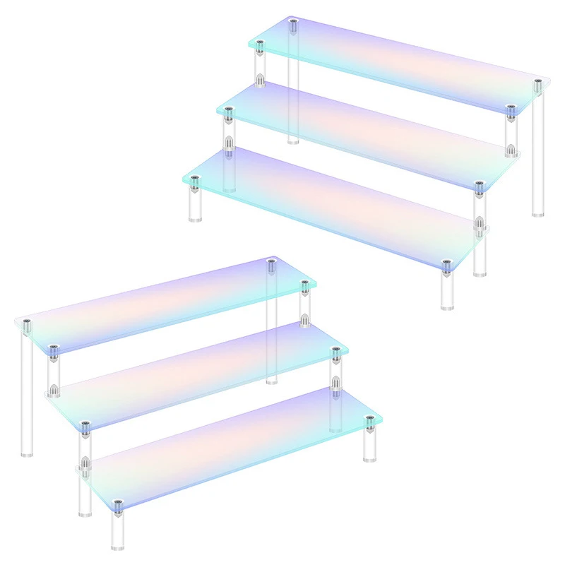 1-5 Tier Iridescent Acrylic Display Risers Stand Shelf for Figures Collectibles Cupcakes Perfumes Jewel Decorating & Organizing
