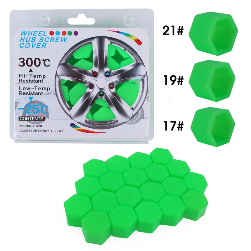 20Pcs Car Tire Luminous Hub Screw Cover Wheel Nuts Screw Bolt Decor Cover Anti-Rust Protection Cap Night Wheel Tyre Glowing Caps