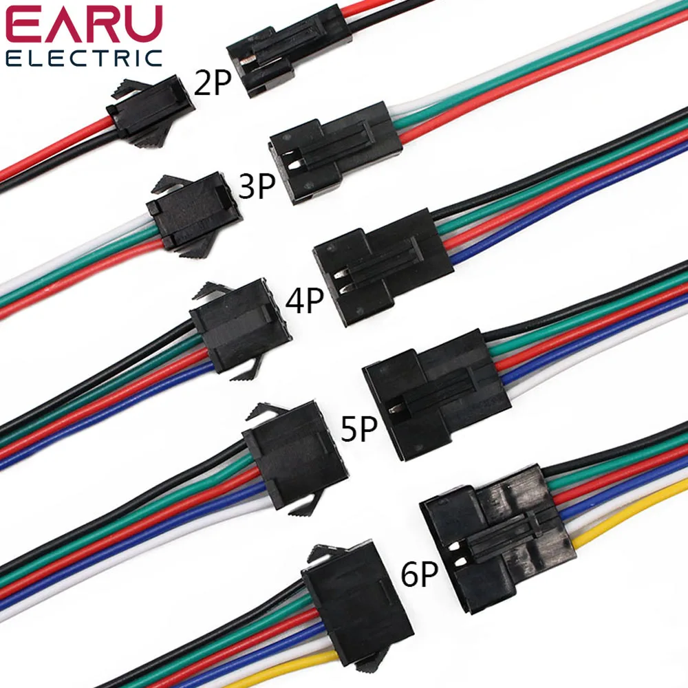 Connecteur led mâle/femelle JST SM 2 3 4 5 6 broches, 2 broches, 4 broches, 5 broches, câble métallique pour bande lumineuse Led, pilote de lampe