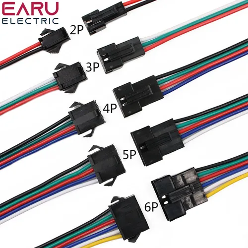 Imagen 1 del producto 2Pin 3Pin 4Pin 5Pin 6Pin conector led macho/hembra JST SM 2 3 4 5 6Pin Cable de conector de clavija para controlador de lámpara de luz de tira Led