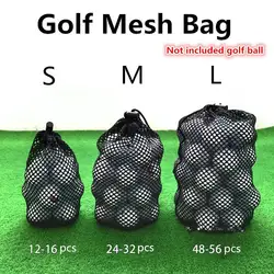 Sports Mesh Net Bag Black Nylon Golf Bags Golf Tennis 16/32/56 Ball Carrying Drawstring Pouch Storage Bag