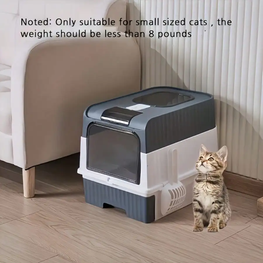 Enclosed Litter Tray - Sifting Scoop Kit, Pet Hygiene Box, Easy Clean Cat Accessories | Apartment Bedroom Bathroom Living Room For Apartment Bedroom Bathroom Living Room