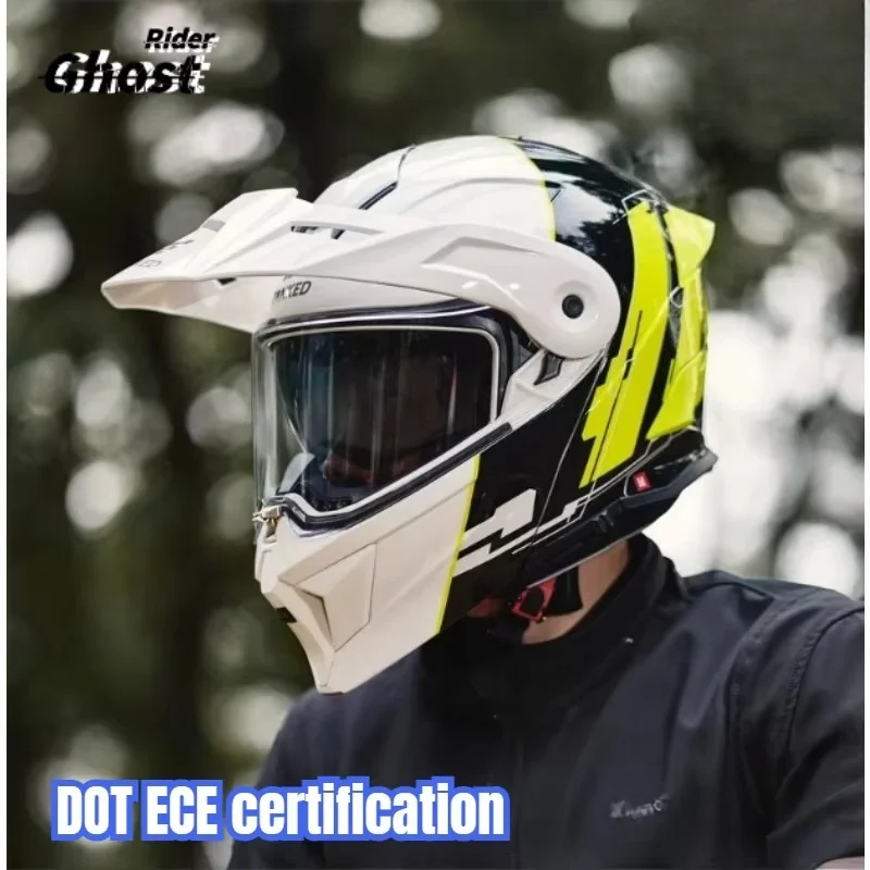 Tanked Helmet Motocross Helmets Off-road Gears Men Casco Moto Mujer Dual Road Cascos Double Visor HELMET DOT ECE Certification