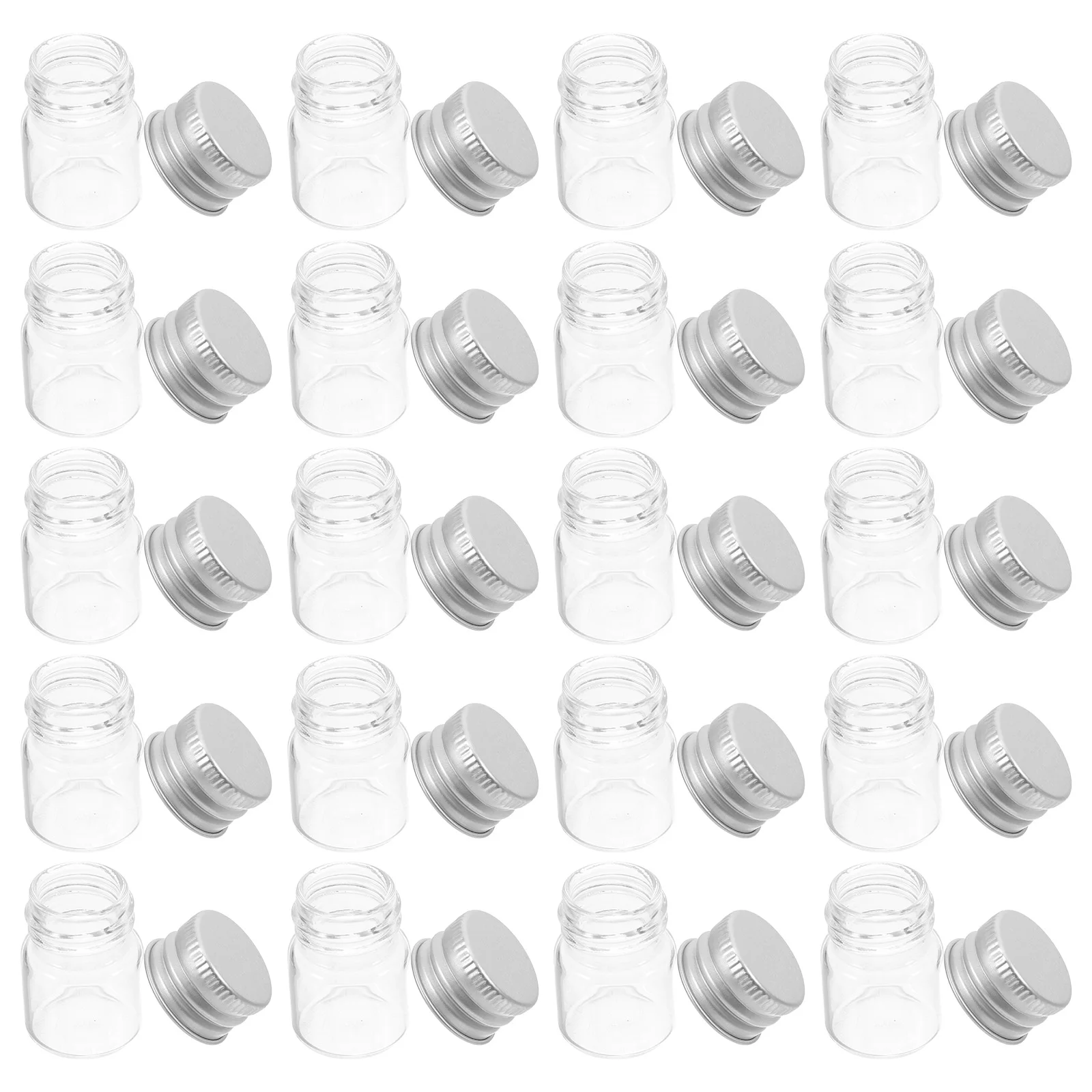 

20Pcs 5Ml Mini Glass Vials Clear Bottles Aluminum Screw Caps Tiny Storage Containers DIY Projects Wedding Favors Wishing Jars