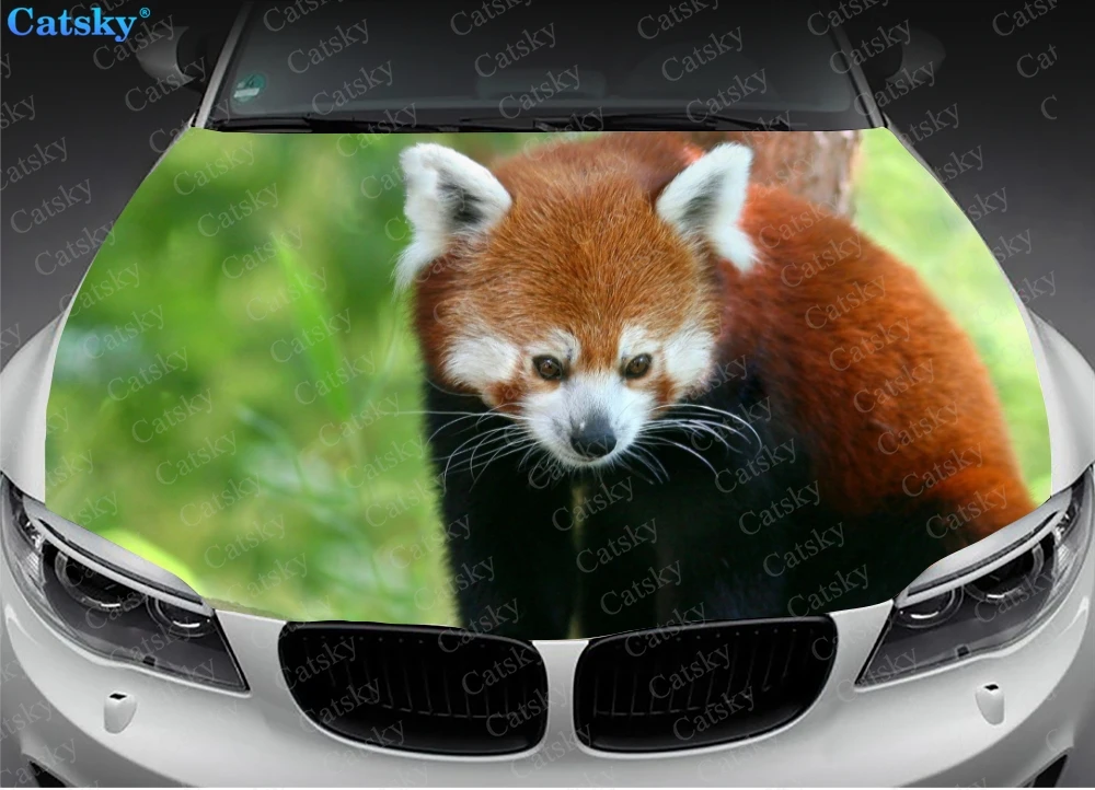 Animal Red Panda Custom Car Hood Vinyl Stickers Wrap Vinyl Film Engine Cover Decals Sticker Universal Car Hood Protective Film