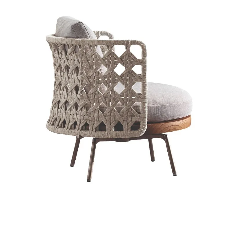 

Outdoor sofa rattan, courtyard garden curved round single, balcony solid wood