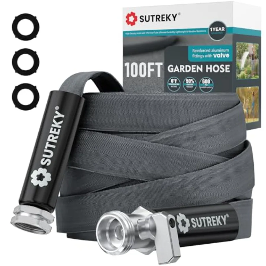 

Садовый шланг 30 м (100 футов) из ТПУ: ультралегкий, всепогодный, прочный, гибкий, со встроенным клапаном и герметичными соединениями