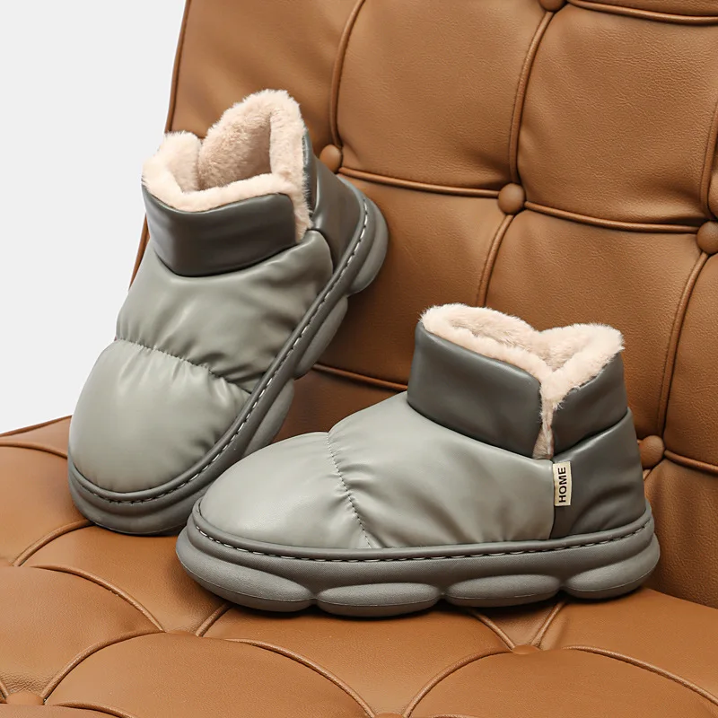 Comwarm New Waterproof Snow Boots Fashion Soft Sole Platform Shoes Winter Warm House Plush Shoes With Arch Support Non-slip Boot