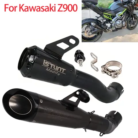 Motorcycle Exhaust System For KAWASAKI Z900 Modified Muffler 2017-2025 Escape Moto Muffler Pipe System Glossy Black