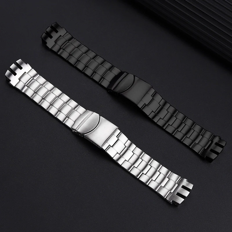 For Swatch Concave and Convex Interface Strap YTS401 YTS402 YTS407G YTB400 YTS403 409 Precision Steel Watch Chain Band 20mm