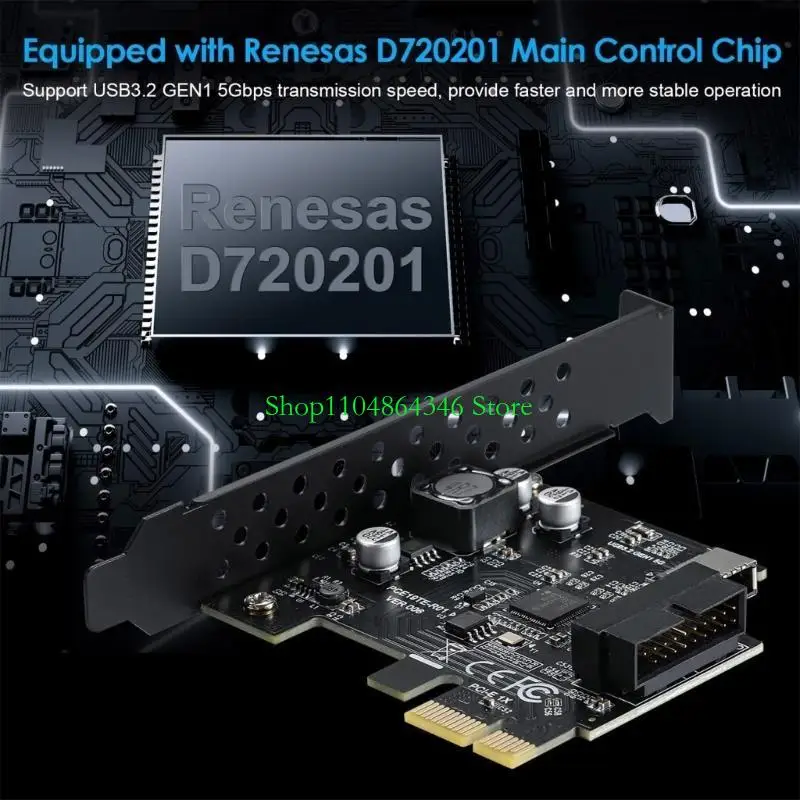 

PCI-Express 3.0 X1 USB3.2 20-контактный адаптер Riser для настольных ПК USB 3.2 Gen1 TYPE-E (A-KEY) с чипом карты расширения D720201