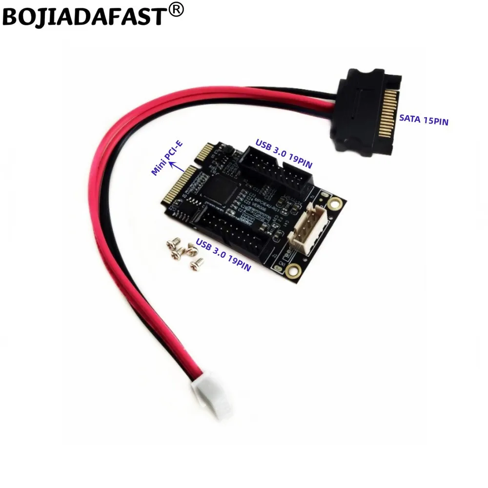 

Mini PCI-E MPCIe интерфейс 2x5 Гбит/с USB 3,0 19PIN разъем Плата расширения преобразователя с SATA 15-контактным кабелем питания