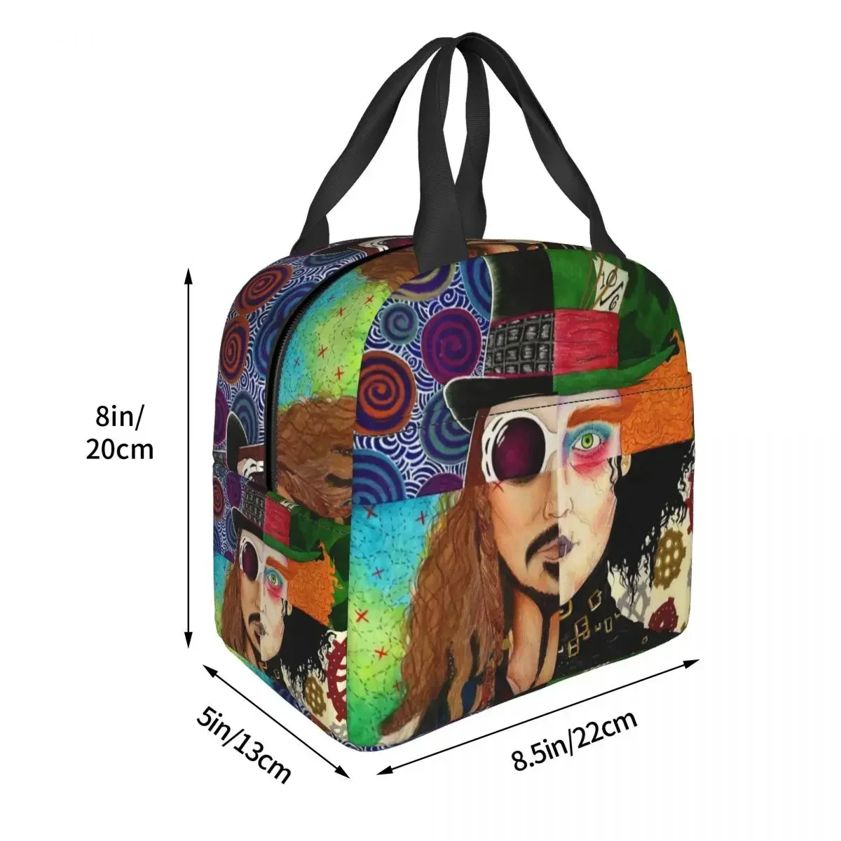 Johnny Depp Character Collage Insulated Lunch Bags Resuable Picnic Bags Thermal Cooler Lunch Box Lunch Tote for Woman Work Kids