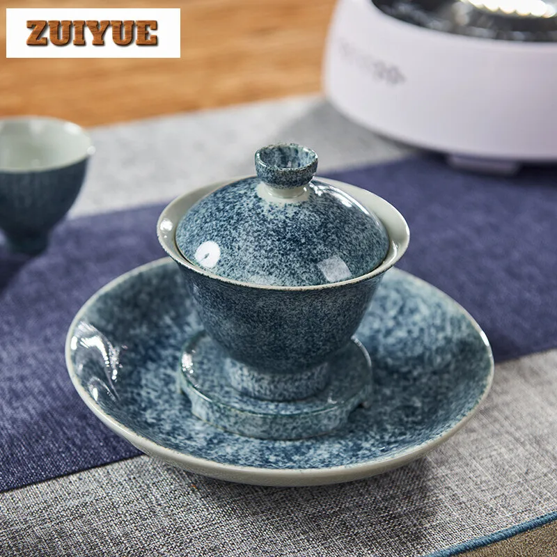 150ml Retro Jingdezhen Sternenklar GaiWan Ceramic Art Cup Saucer Porcelain Bowl With Lid Kung Fu Tea Office Accessories Gifts