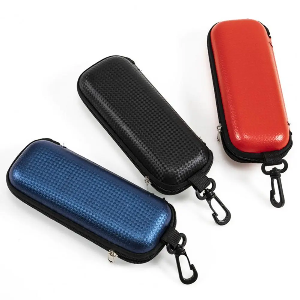 Hard Glasses Case Portable Zipper Glasses Case with Metal Carabiner High-strength Eva Eyeglasses Holder Retro Straw Texture