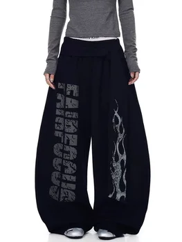 Vintage Y2K Wide-Leg Sweatpants 6 Belt Vintage Y2K Sweatpants Women Harajuku American Hip Hop Loose Wide Leg Pant Bf High Waist Vintage Spring Casual Trousers New 6
