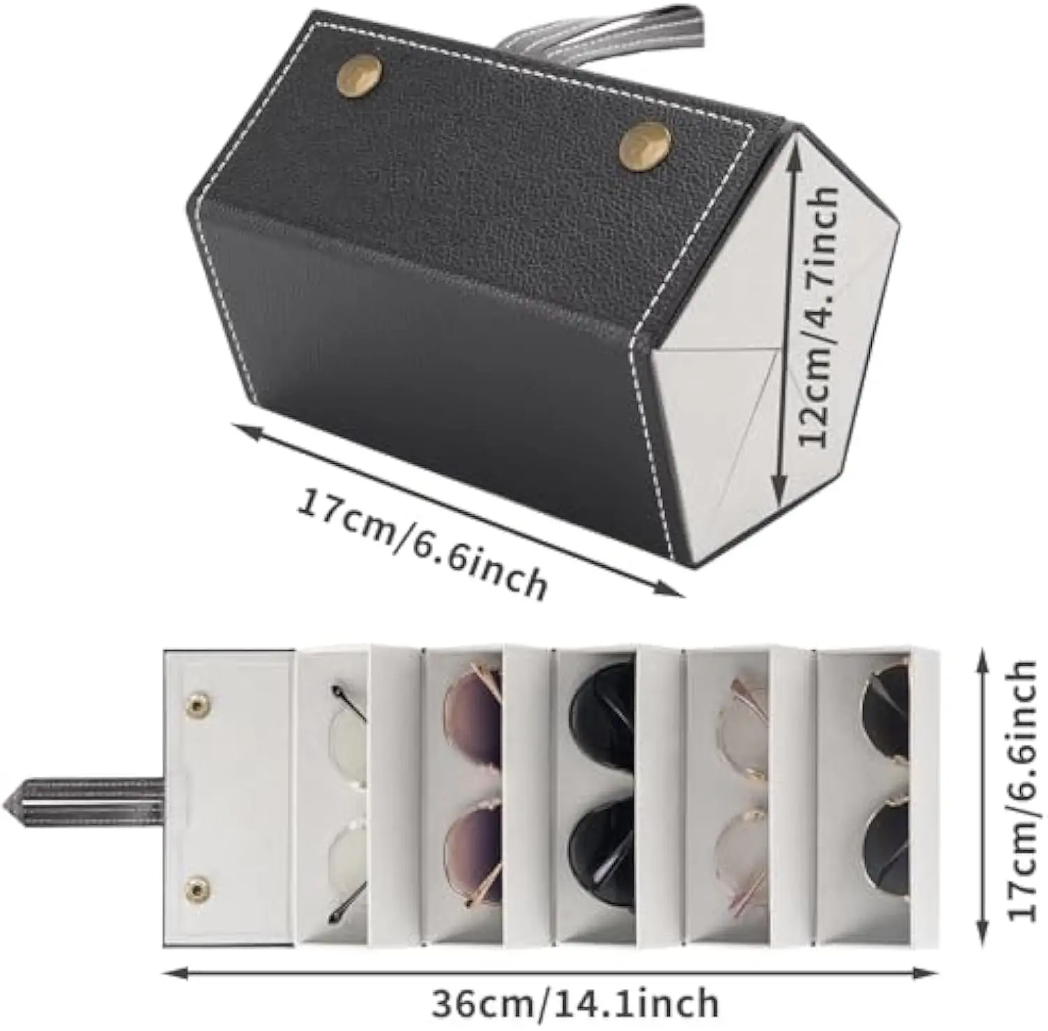 حقيبة سفر للنظارات الشمسية، منظم نظارات قابل للطي بـ 5 فتحات، صندوق تخزين معلق للنساء والرجال أسود أزرق أحمر رمادي كاكي #5