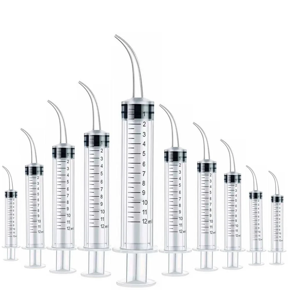 10 Pack Disposable Dental Syringes with Curved Tip