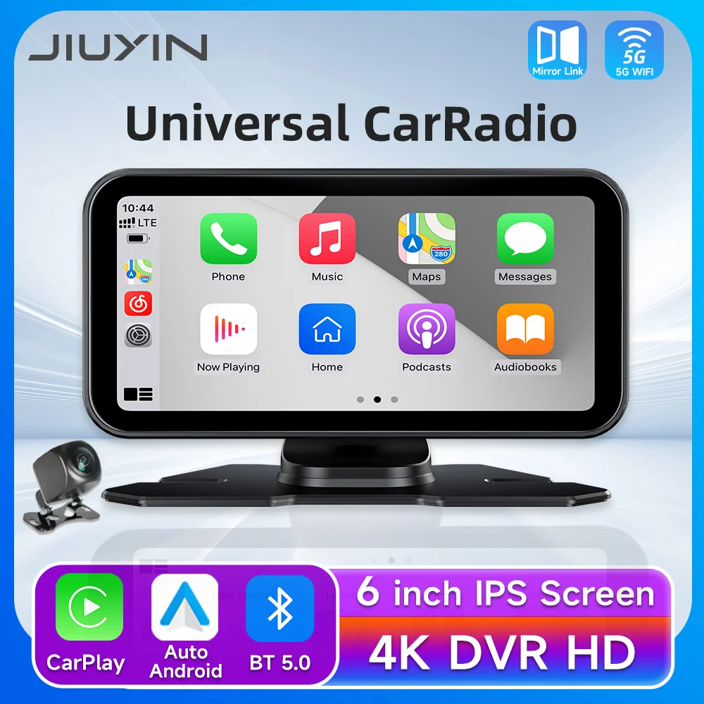 

JIUYIN 4K HD DVR 6 inch Universal Car Radio Multimedia Navigation Wireless CarPlay Apple Android Auto Mirror Music Player