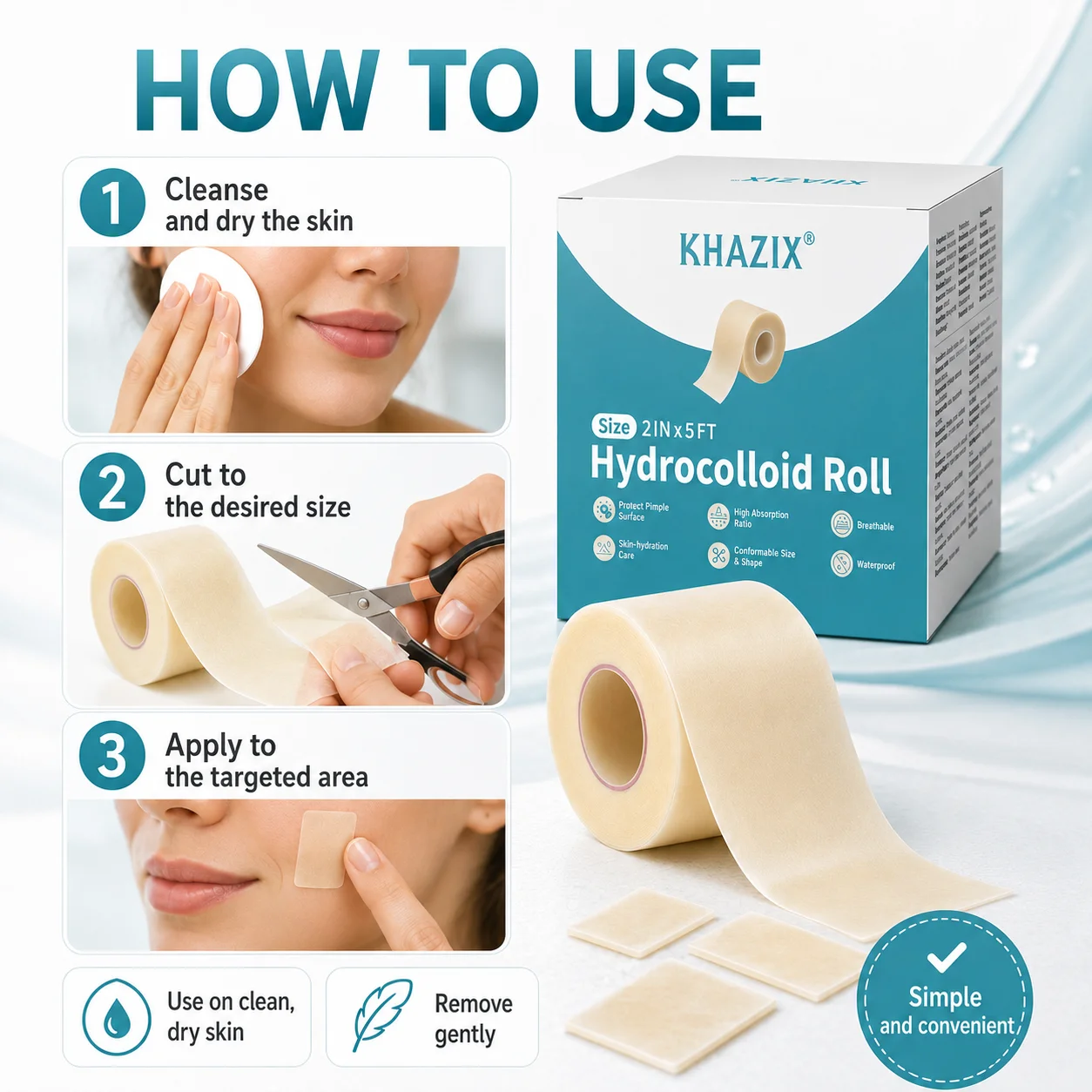 1roll Hydrocolloid Acne Patch Roll Invisible Pimple Cover Sticker Cut to Size Face Blemish Spot Patch for Daily Skin Care view 6