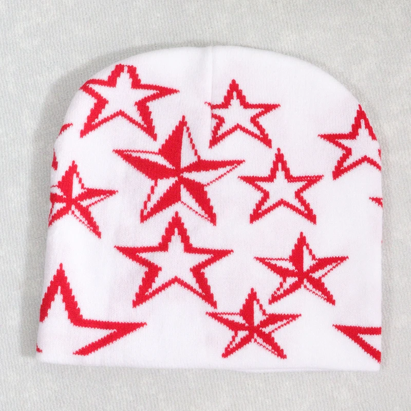 Hats Cap Knitted Pullover Wool Hat Caps Star Printed Warm Hat Hip-hop Beanie Street Punk Winter Knitted Cap Gothic Unisex