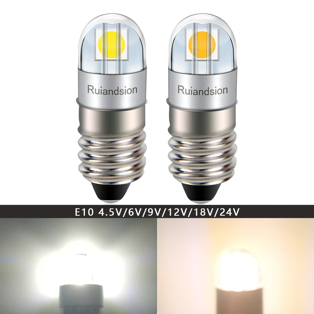 

4pcs E10 led bulb 3V 4.5V 6V 9V 12V 24V 110V 220V Instrument Indicator Bulb Old Fashioned Flashlight Decorative Home Camp Bulb