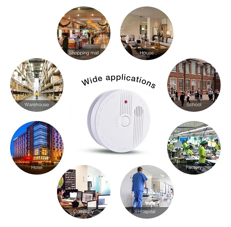 Hot Sale Cheap Indoor  Smoke Detector  Fire Alarm with High Visibility LED Display