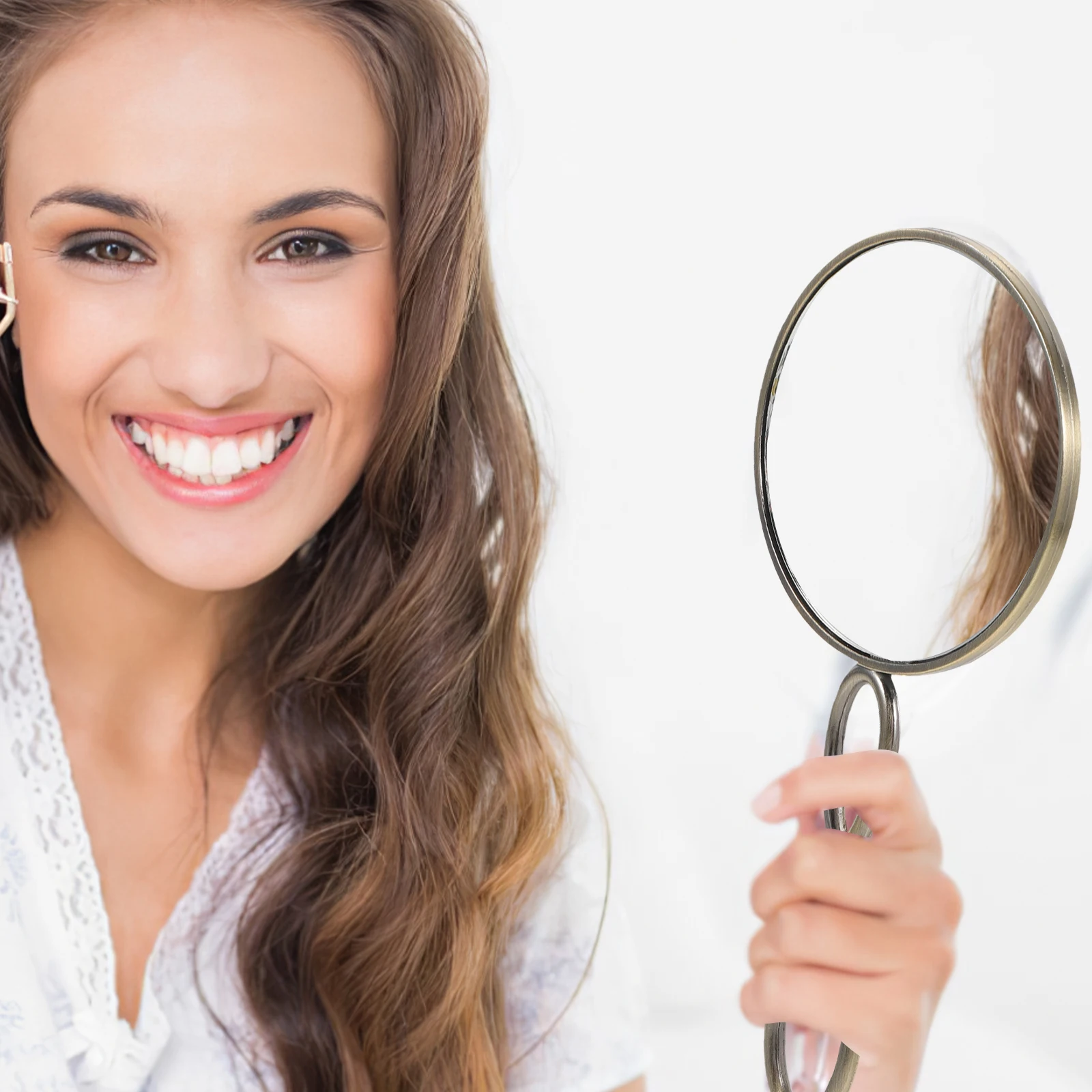 Specchio per il trucco Specchi a mano vintage portatili con manico piccolo per donna portatile retrò