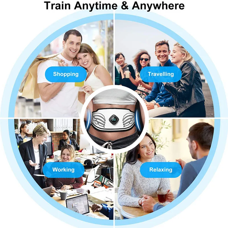 Inteligentny pas EMS Ab, trener podstawowy z funkcją śledzenia spalania tłuszczu, trymer do talii bez żelu do siłowni/domu, rozwiązanie odchudzające dla mężczyzn i kobiet