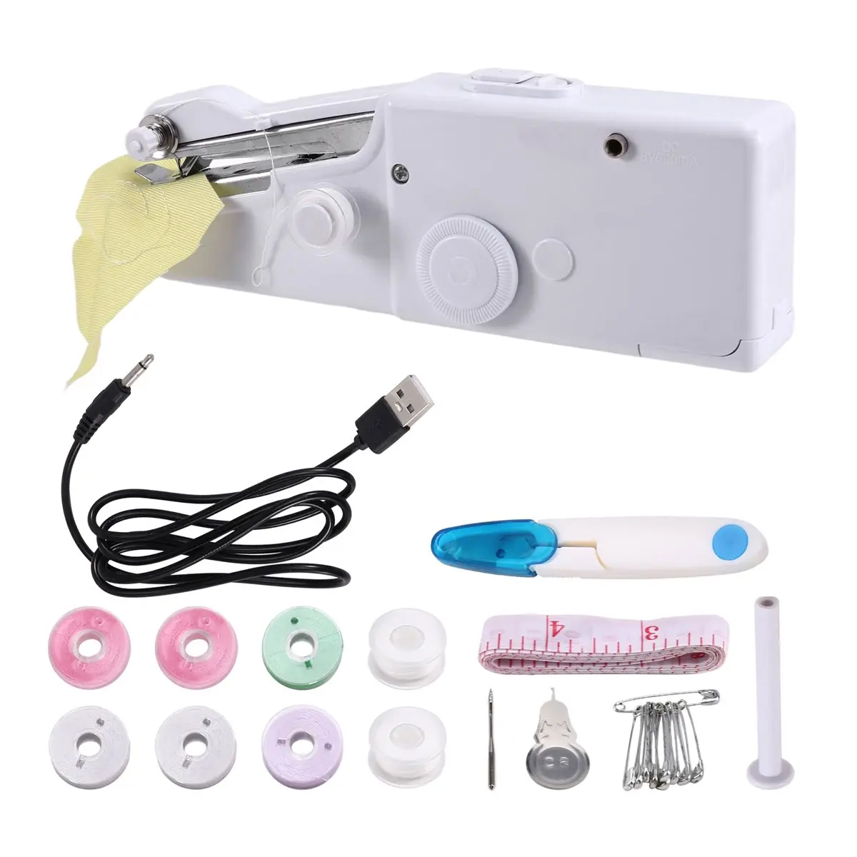 Portable Manual Mini Micro-Home USB Electric Sewing Machine Kit Easy-to-Sew Shirt Pocket Handheld Sewing Machine