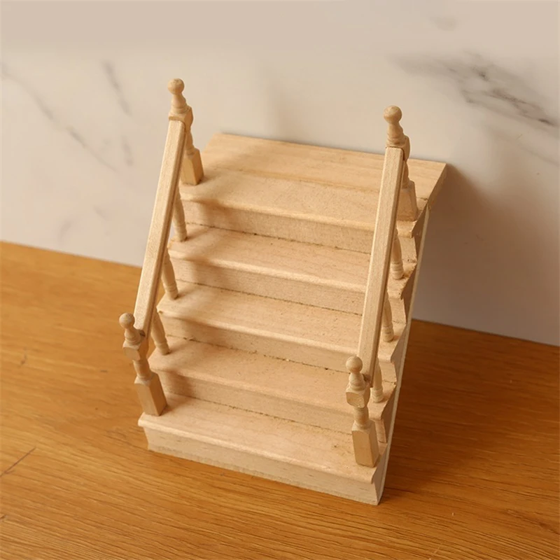 1:12 Dollhouse Miniature Model Mini Furniture Stairs With Handrails Play House Toys Landscape Photography Props