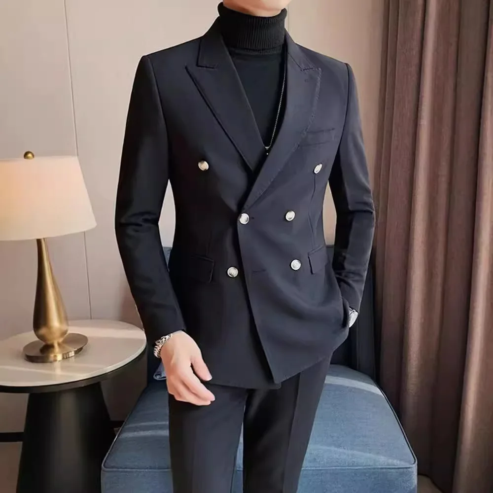 Robe slim à double boutonnage pour le printemps et l'automne, robe décontractée, simple, tendance occidentale, affaires britanniques avancées, Y7539630