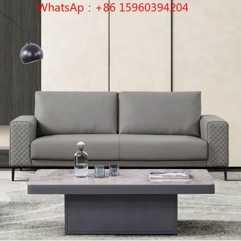 Sofa reception room cat claw leather three-person reception area VIP business boss casual combination commercial simple style