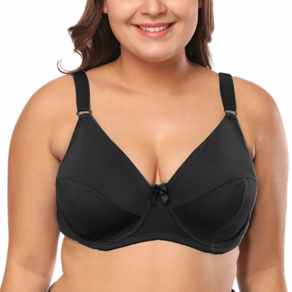 BCHRAYIUP Women\'s Underwire Non-Padded Plus Size Bra Sexy Minimizer Plunge Soft Cups Bra 36 38 40 42 44 46 48 50 52 54 C DD E F