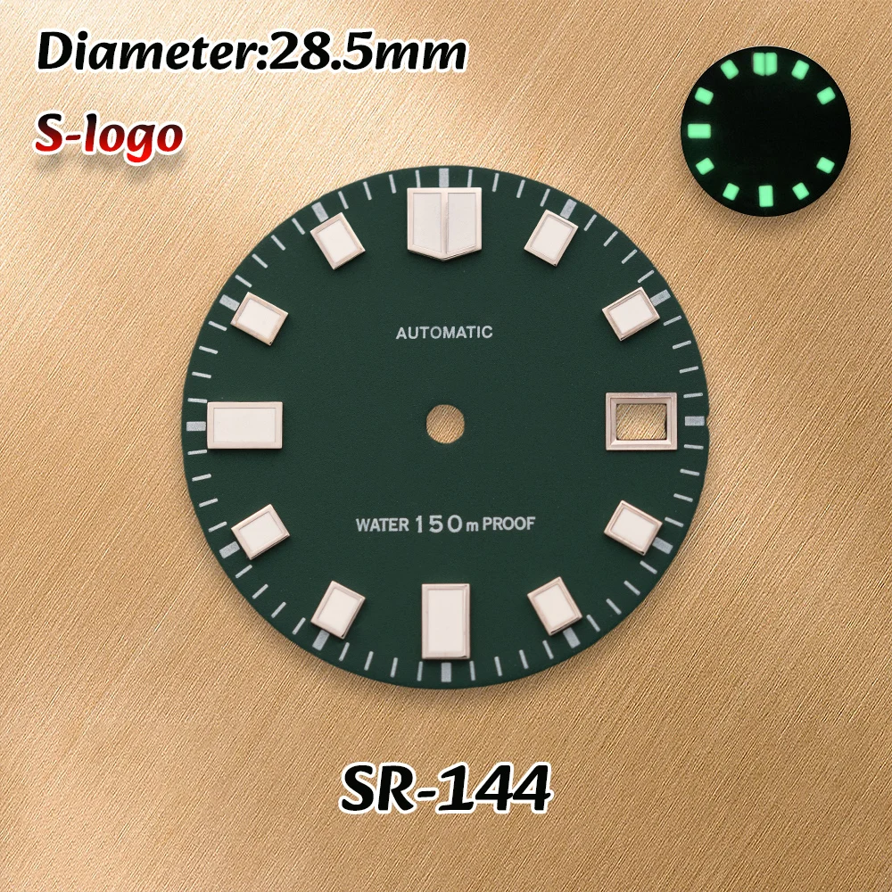 S Logo 28.5mm Matte Dial NH36/4R/7S/NH35 Movements C3 Green Luminous Watches for men Watch Modification Accessories