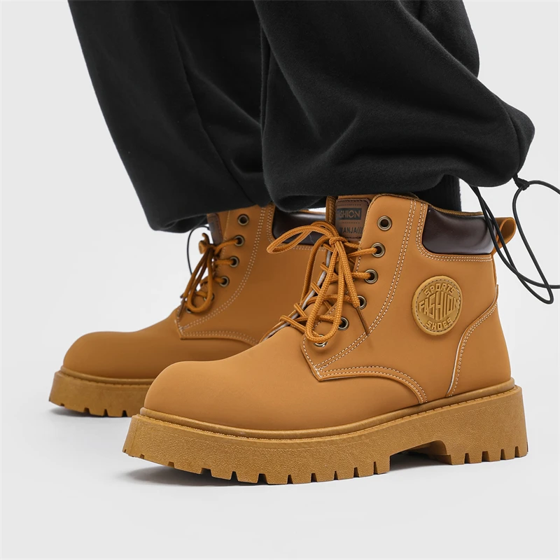 

Platform Boots Snow Boot Trendy All-match Wear-resistant Height-increasing Booties for Men Personality British Style New Style