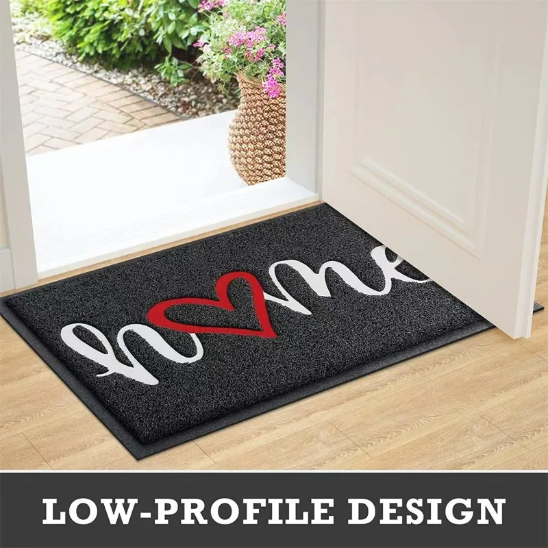 Black Silk Loop Carpet Welcome to Entry Door Mat Modern Simple Style Scuffed Earth Silk Loop Floor Mat