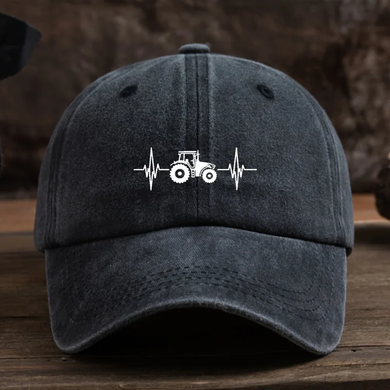 Men' & Women' Tractor Print Baseball Cap with Tractor-Themed, Adjustable Snapback Hat Suitable for Outdoor, Casual, Farming, Dri
