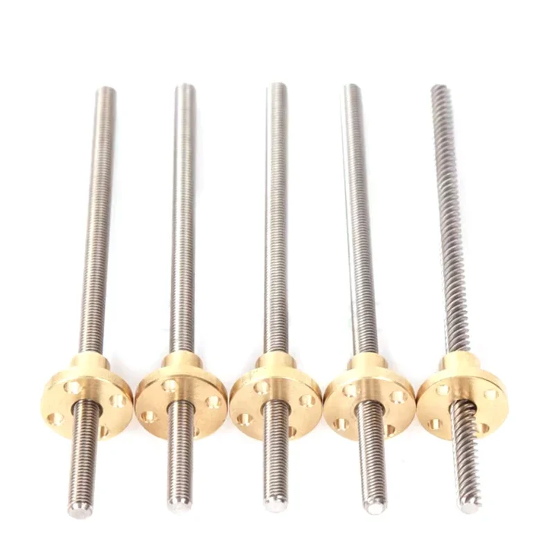 1pcs T10 Lead Screw OD 10mm Lead 2/3/4/6/8/10/12/14mm Length 100/150/200/250/300/350/400/450/500mm with Brass Nut for 3D Printer