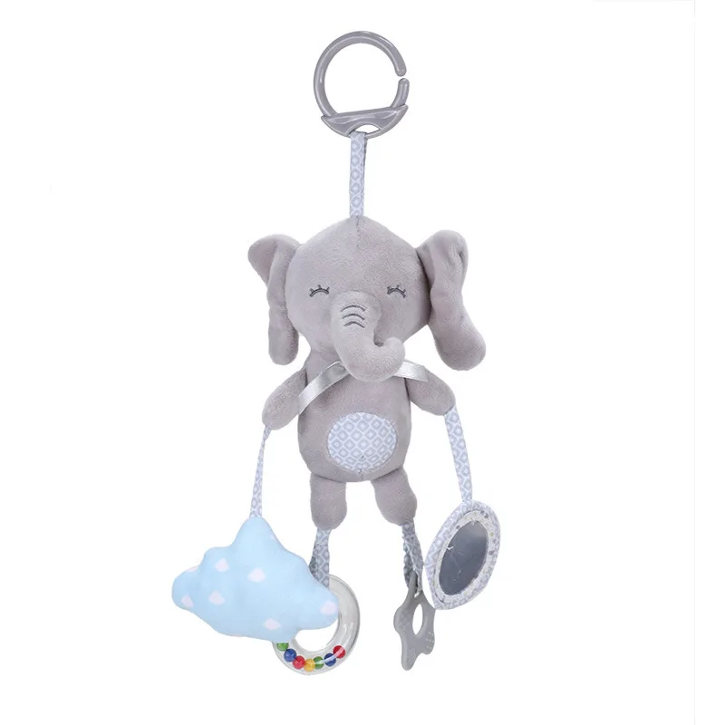 Nordic Style Crib Bell Pendant Baby Stroller Rattle Hanging Baby Rabbit Elephant Cat Toy Trolley 0-12 Newborn Plush Educational