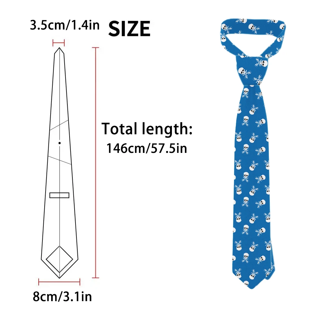 Novel skull tie men's and women's 8CM wide knitted polyester printed tie fashion trend daily matching tie Halloween party
